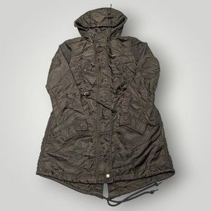 H&M Divided Women's S (4) Military Inspired OD Green Hooded Anorak Coat Lined